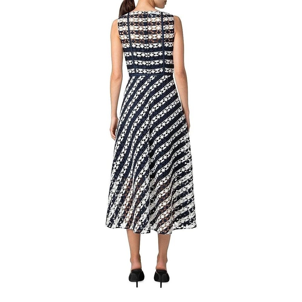 Akris punto Striped Guipure Lace Maxi Dress size 8 - Picture 13 of 13